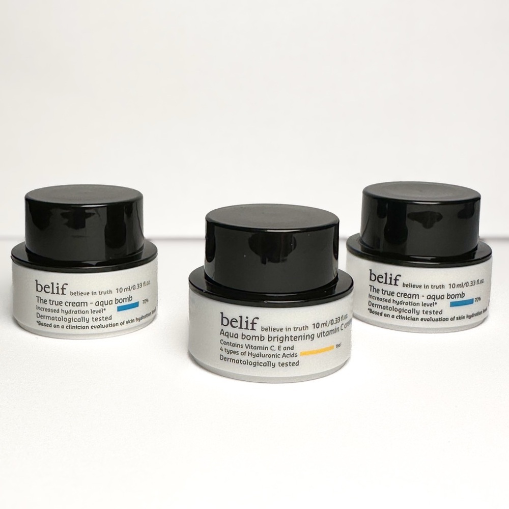 🆕3 pc BELIF Aqua Bomb Brightening Vitamin C Cream, The True Cream Deluxe Samples